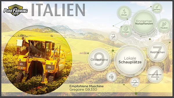 Bild:Infografiken zu Pure Farming 2018 stellen besondere Inhalte der verschiedenen Regionen vor